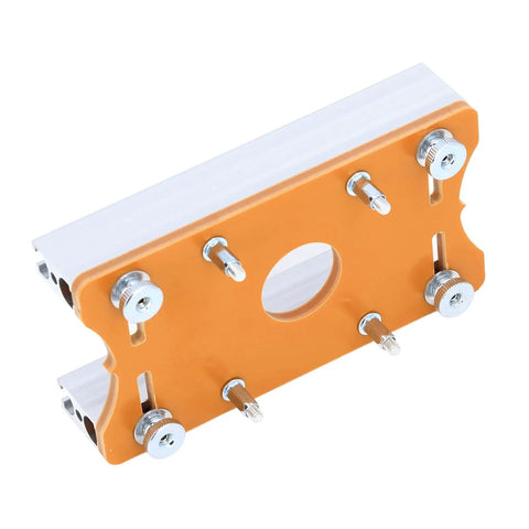 Built Tough Aluminum Router Table Insert Plate With Smooth 65 MM Guiding Groove And Heavy Duty Support Frame close-up view.