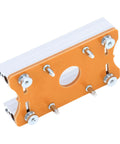 Heavy Duty Top Tier Aluminum Alloy Router Table Insert Plate Featuring Precision 65mm Slotted Groove For Badass Woodworking Builds And Sweet Routing Performances, showing orange insert with mounting hardware.