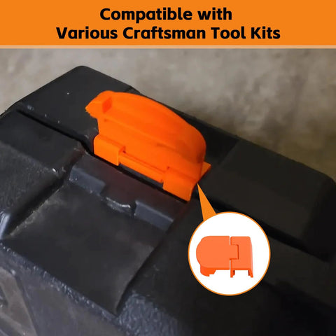 Two Pack Replacement Latches For Craftsman Tool Box Compatible With Craftsman Mechanical Tool Kits shown installed on toolbox