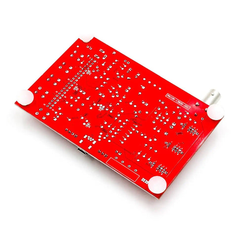 Pro Grade Digital Oscilloscope Kit fully assembled PCB, red board with components, bottom view, ARM Cortex M3 Core.