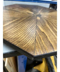 Close-up of wood grain detail on 16 Inch Solid Wood Lazy Susan Dark Brown Non Skid Tray Revolving Condiment and Spice Rack