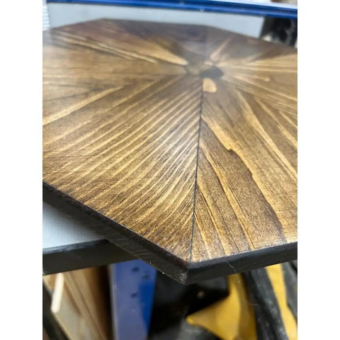 Close-up of wood grain detail on 16 Inch Solid Wood Lazy Susan Dark Brown Non Skid Tray Revolving Condiment and Spice Rack