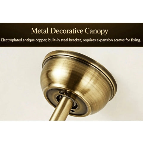 YPDJVLTI Ceiling Fans Lights 48-52Inch LED Fandelier metal decorative canopy in electroplated antique copper finish.