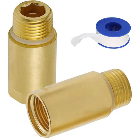 Two Pack Brass Pipe Extender Adapter With Rubber O Ring Half Inch NPT Male To Half Inch NPT Female Pipe Fitting Easy Install