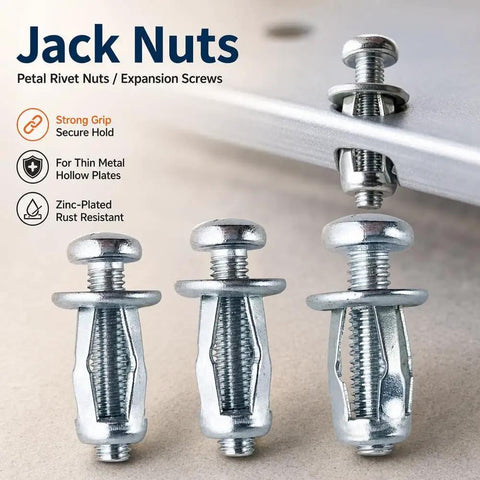 Heavy Duty Button Rivet Nut Locking Hardware Kit With M4 M5 M6 Threaded Fasteners For Sheet Metal Panels, zinc-plated, petal rivet nuts.