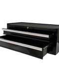 Beefy Two Drawer Portable Metal Tool Chest Cabinet With Ball Bearing Drawer Slides And 26 Inch Steel Storage Box Organizer Central Cam Lock Non Slip Drawer Liners Black