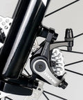 Close-up of the Beast Mode Mountain Bike Front Disc Brake Kit With Twin Piston Mechanical Caliper and Machined Aluminum Body.