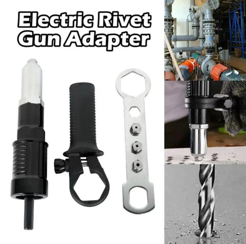 Electric Rivet Gun Attachment Kit For Drill With Four Rivet Heads 2.4mm 3.2mm 4.0mm 4.8mm for DIY Home Projects and Metalwork