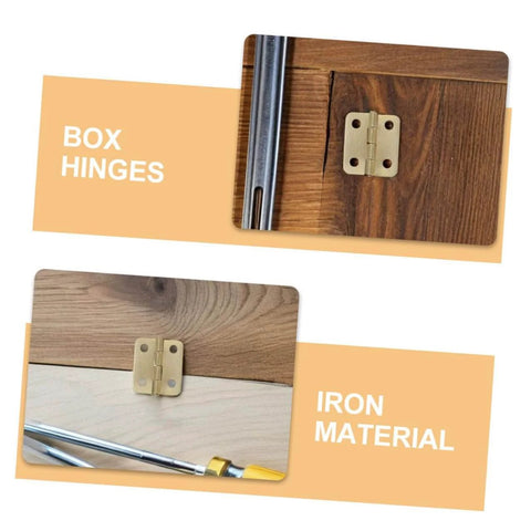 40 Pcs Mini Iron Hinge Set With Screws For Jewelry Boxes And Tiny Chests 270 Degree Rotation Small Wooden Box Hinges installed on wood