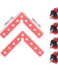 Red 90 Degree Positioning Square Right Angle Fixture for Woodworking, Dope Aluminum Alloy Clamp Accessory with scales, 140mm