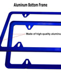 Dope Blue Aluminum License Plate Frames Front And Rear Set 2 Pack Slim 4 Hole Car Tag Covers display
