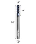 ACCUCUT I4KES 1/8 in carbide square-end milling bit with blue AlTiN coating (front view)