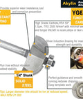 Pro Grade Six Piece Cove Router Bit Set With Quarter Inch Shank, showing YG6X tungsten carbide bit with solid steel shaft.