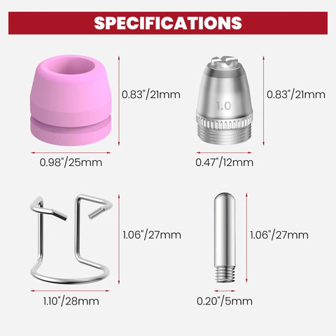 Plasma Cutter Consumables 40 Pcs Torch Tip Nozzles Set For AG60P AG60 WSD60 SG55 BTC500DP BTC650DP specifications view