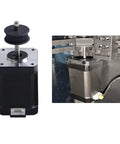 NEMA 17 stepper motor, black housing, 42x60mm body with pulley, front view
NEMA 17 stepper motor installed in printer with belt pulley, 42x60mm body, installed view