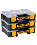 DIY Friendly Small Parts Organizer And Tool Box With Ten Compartments And Stackable Storage Removable Dividers For Customizable Spacing Clear Lid For Easy Visibility Portable Design Three Pack