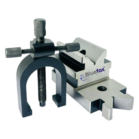 Bluefox Angle V Block Tool With Clamp Set For Precision Milling Drilling, hardened steel, heavy-duty design for stability.