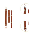 Brown PU leather Camping Light Strap Set Carrier Portable Hand Lamp Belt For Outdoor Adventures with brass accents