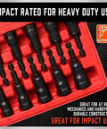 12-piece magnetic nut driver set in red case, front view; 10–14mm hex drivers, Electrodrill branding.