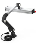 24W LED Work Light With 20 Inch Long Arm, Aluminum Alloy Housing, IP66 Waterproof Heavy Duty Shop Tool Lamp For CNC Lathe, Drilling Machine, And Other Machinery, US Plug shown in black and silver with red switch and coiled power cord.