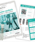 Top Shelf ICP Lab Analysis For Reef Aquariums featuring water analysis kit, sample tubes, and instruction cards.