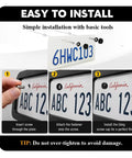 Upgrade Your Rig With Straight Fire Bling License Plate Screws And Rhinestone Caps 4 Piece Kit Corrosion Resistant Metal Fasteners installation steps showing license plate screws.