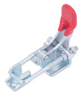 Heavy Duty Toggle Latch Clamp With Adjustable Design For Quick Fixing, Features High Strength Hot Rolled Steel Build To Hold Up To 320KG With Flexible Tension Control For Doors And Gates Without Any Issues. red-handled steel toggle latch clamp on white background