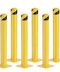 Rock Solid Heavy Duty Steel Safety Bollards Yellow Powder Coated Parking Barriers 42 Inch Impact Resistant Outdoor Traffic Posts Built Tough 6 Pack