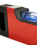 Magnetic Pocket Level Mini Bubble Spirit Level Tool With 2 Vials 90°/180° close-up of the level vials and red casing.