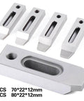 Set Of 4 Magnetic Jig Clamps For Wire EDM Fixture Boards In Stainless Steel With M8 By 1.25 Screws, shown side by side