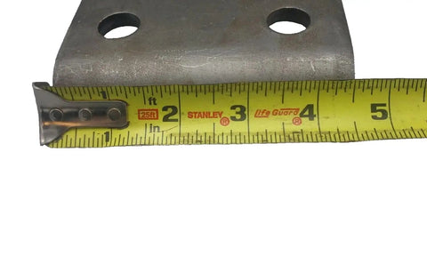 Beefy U-Bolt Kit For Trailer Axles Five Eighths Inch By Four Inch By Eight And A Half Inch With Tie Plates And Nuts, Easy Install For Securing Axles To Two Inch Wide Leaf Springs. steel tie plate measured with tape