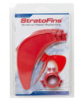 Screw On Water Rocket Fins With Parachute Kit for 2 Liter Bottles, red fins in packaging, fits 95% of launchers, easy assembly
