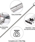 Adjustable Heavy Duty Tarp Poles Set Of 2, 90 Inch Telescoping Camping Poles, stainless steel details and 19 mm diameter