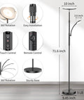 Torchiere Floor Lamp With Reading Light, 3500 Lumen LED Standing Lamp features touch and remote control, 35W energy saver
