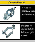 Heavy Duty T Post Gate Hinge Kit For 1-5/8 Inch Chain Link Fence Gate Posts Galvanized Steel Easy Install Hardware set