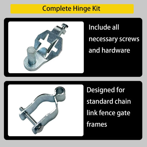 Heavy Duty T Post Gate Hinge Kit For 1-5/8 Inch Chain Link Fence Gate Posts Galvanized Steel Easy Install Hardware set