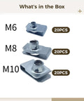 60 Pcs Stainless Steel U Clip Nuts Set M6 M8 M10 304 Grade Speed Clip Fasteners For Sheet Metal Quick Snap On Mounting Clips With Thread Panel Fixing Kit