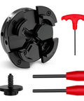 No Sweat Four Jaw Wood Lathe Chuck Set With One By Eight Tpi Thread for self centering woodturning, includes tools, black metal design.