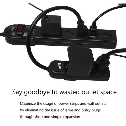Five Pack Three Outlet Power Strips With One Foot Cord Outlet Saver ETL Listed Black with plugged devices shown in use