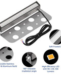 8 Pack 7 Inch LED Retaining Wall Lights, stainless steel, 12V, warm white, 90 CRI, waterproof for landscaping and hardscape.
