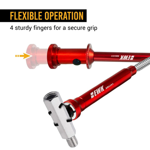 Magnetic Flexible Claw Grabber Go To Pick Up Tool With Led Light 28 Inch Reach Bendable Four Finger Retrieval Gadget For Reaching Tight Spots And Retrieving Small Parts Like Screws Nuts And Debris