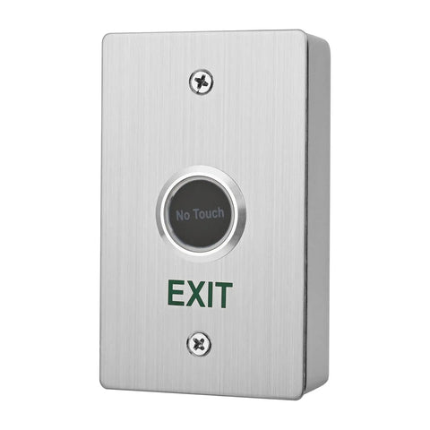 Heavy Duty IP67 Waterproof Infrared Sensor Exit Button in 304 Stainless Steel 115x70mm with LED indicator; front view