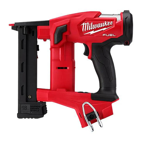 M18 Fuel 18Ga One Quarter Narrow Crown Stapler for quick heavy duty fastening without a compressor side view