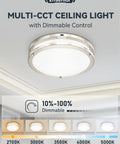 13 Inch LED Flush Mount Ceiling Light With Frosted Glass Shade, Dimmable, 5CCT Adjustments 2700K To 5000K, Brushed Nickel Finish in room
