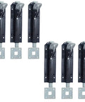 Heavy Duty Wrought Cast Iron Foot Bolt Locks Eight Pack Black Powder Coated rustic vintage barn door latches displayed in two rows.