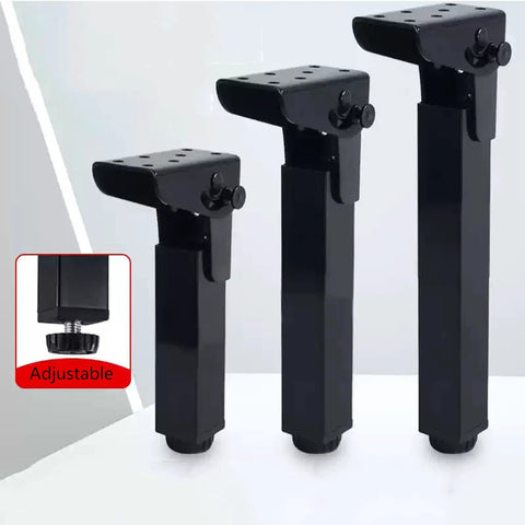 Four Pack Heavy Duty Adjustable Metal Furniture Legs Black Folding 90 Degree Table Feet Height Adjustable 0 To 10mm Self Locking Iron Supports