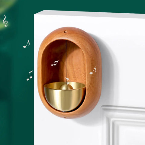 Dope Door Bell For Entry Alerts And Quick Decor Magnetically Attached Handmade Cherrywood With Matte Brass Finish Perfect For Home Shop Cafe Or Office