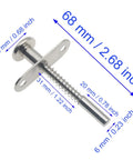 Rock Solid Metal Plunger Latches Heavy Duty Spring Load Door Catches Silver Finish with dimensions 68mm length and 17.3mm shaft.