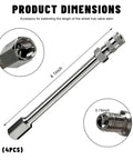 4 Pack Valve Stem Extenders For Cars Trucks ATVs And Motorcycles 100mm Heavy Duty Metal Wheel Extension Rod with dimensions