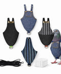 Indoor Pigeon Harness Kit With Reusable Diaper Pants And Flight Training Leash, 4 Pack, Adjustable XL harness and pads